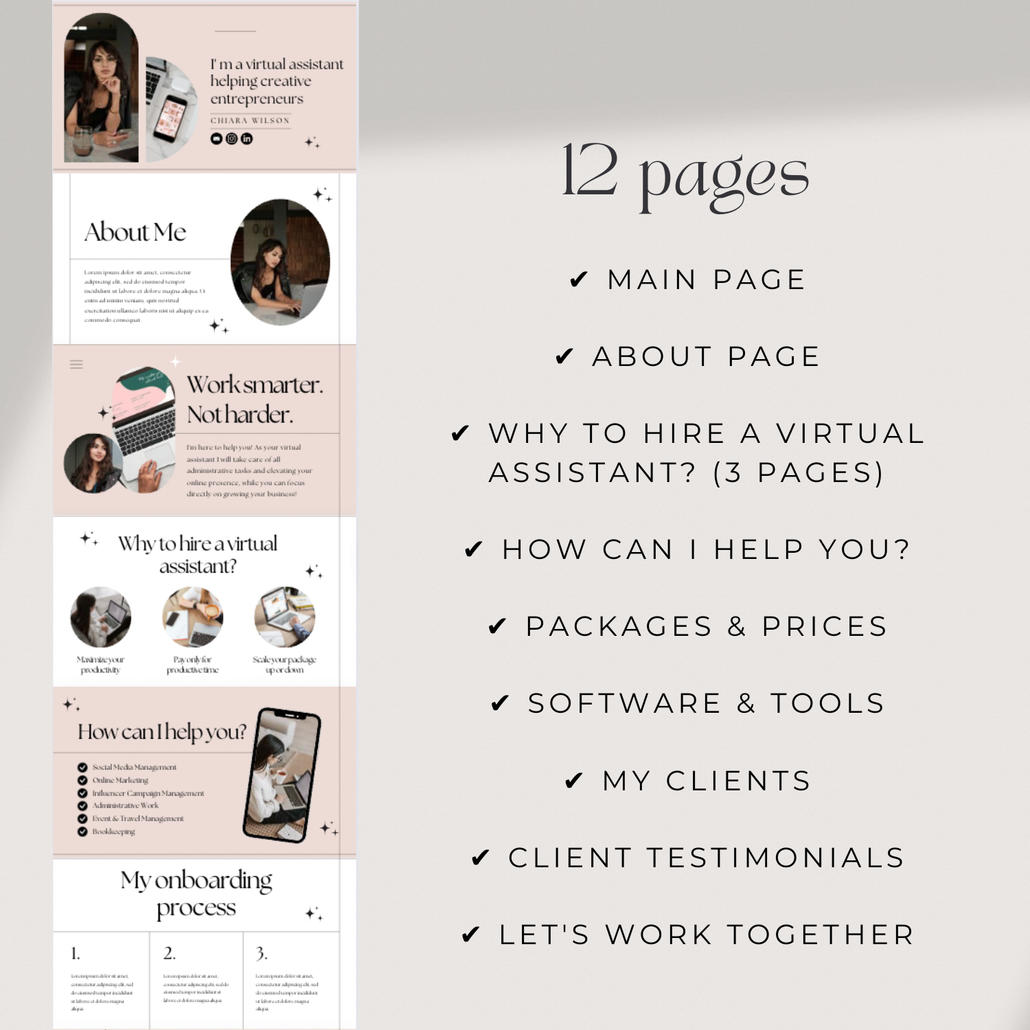 Virtual Assistant Website Template Minimalist Beige Infleasy